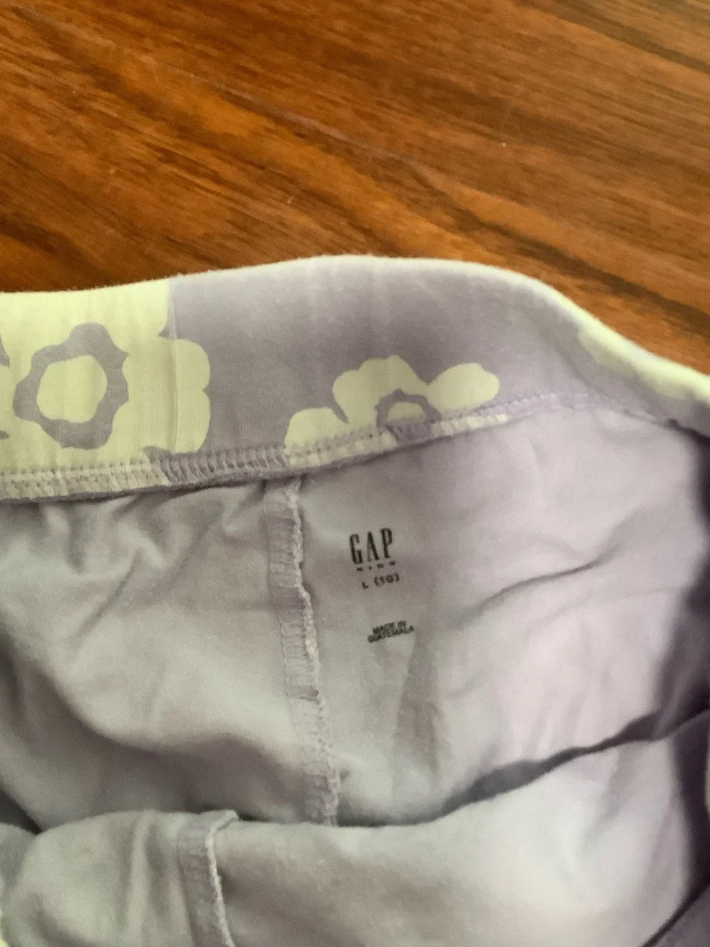 GAP Lavender Short-Sleeve Floral Pajama Set with Pale Yellow Flowers